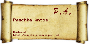 Paschka Antos névjegykártya